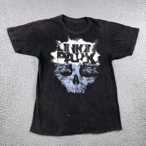 Vintage Linkin Park T-Shirt Men M Black Skull Graphic Rock Band Tee Faded Grunge